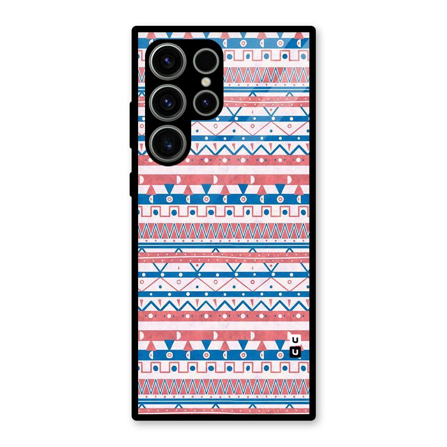 Seamless Ethnic Pattern Glass Back Case for Galaxy S23 Ultra