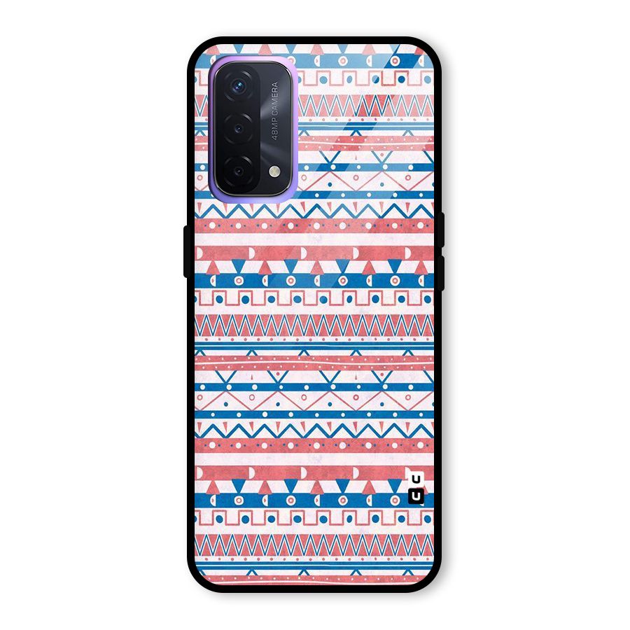 Seamless Ethnic Pattern Glass Back Case for Oppo A74 5G