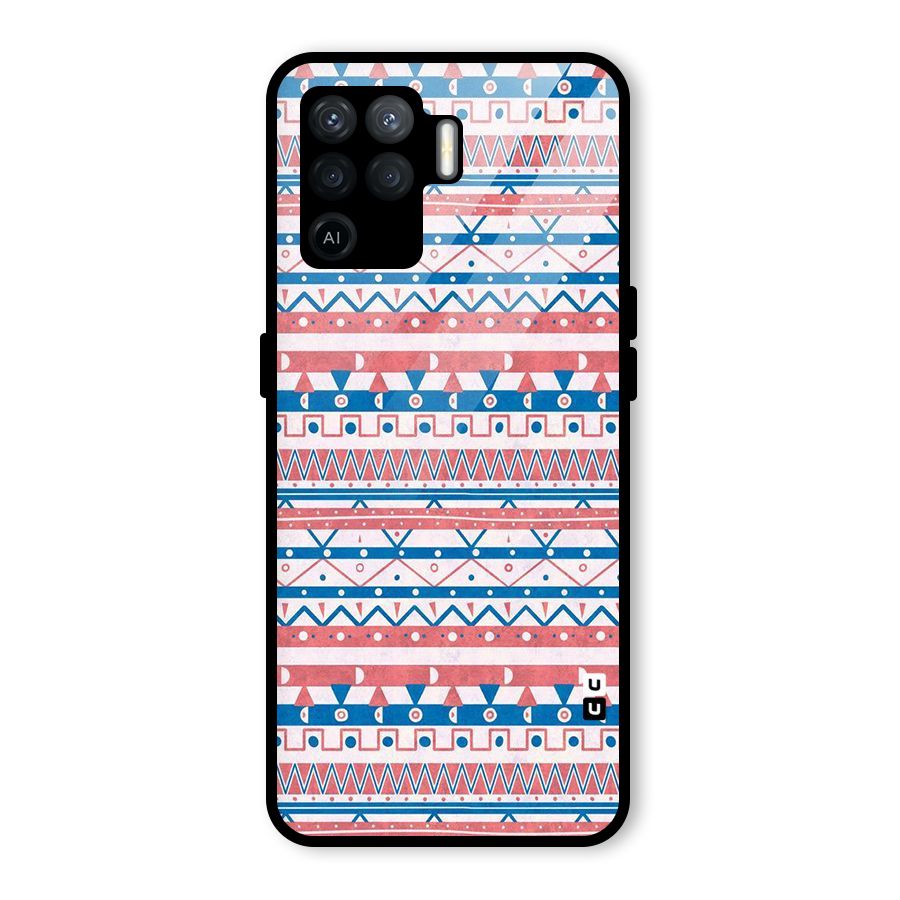 Seamless Ethnic Pattern Glass Back Case for Oppo F19 Pro