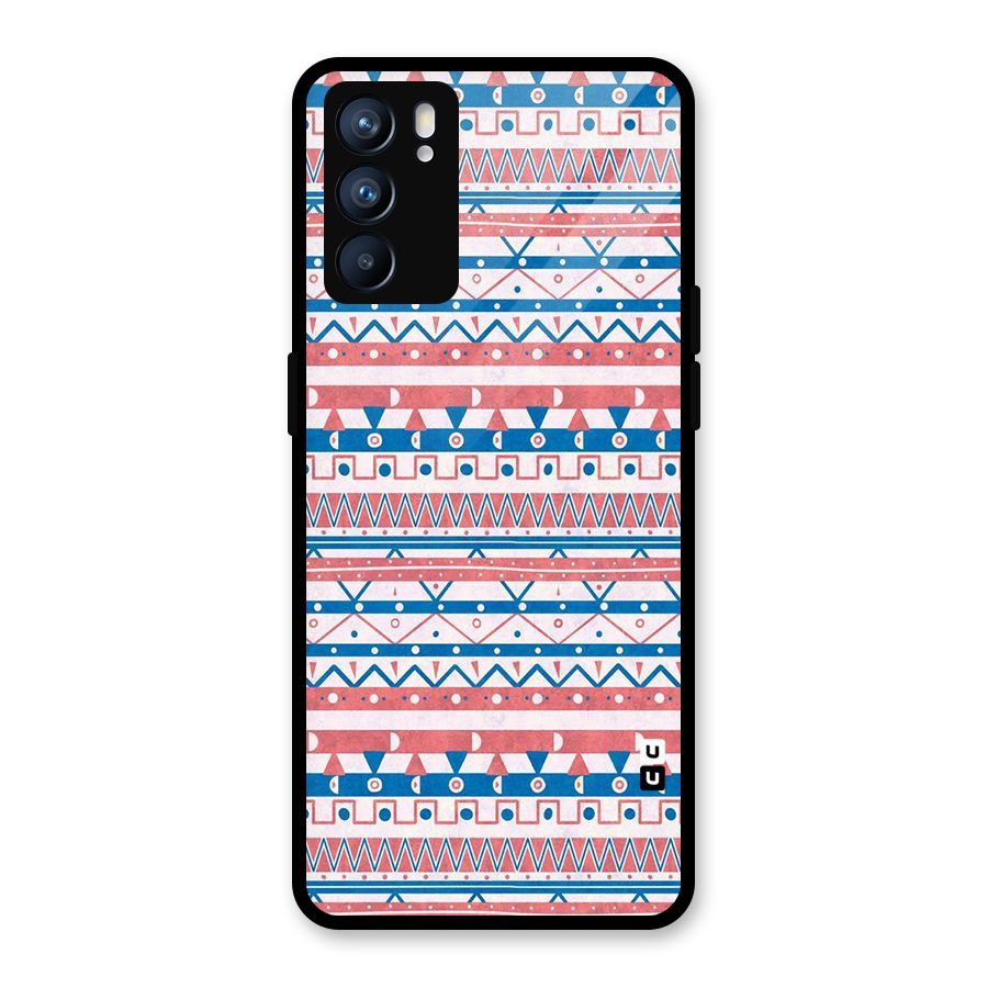 Seamless Ethnic Pattern Glass Back Case for Oppo Reno6 5G