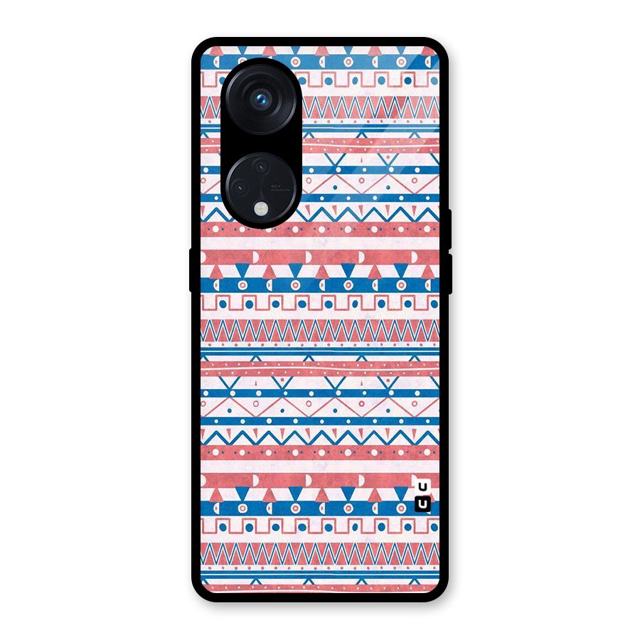 Seamless Ethnic Pattern Glass Back Case for Reno8 T 5G