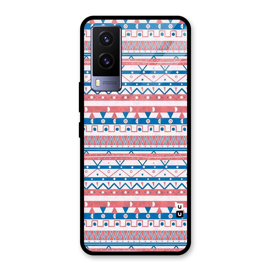 Seamless Ethnic Pattern Glass Back Case for Vivo V21e 5G