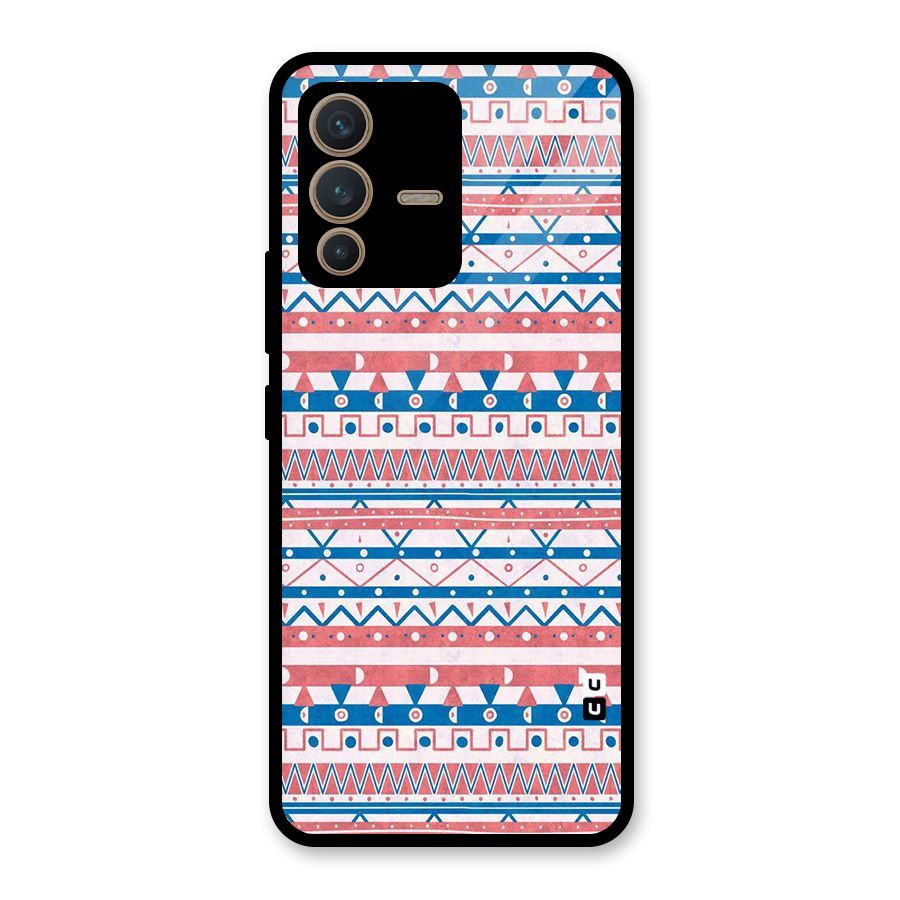 Seamless Ethnic Pattern Glass Back Case for Vivo V23 5G