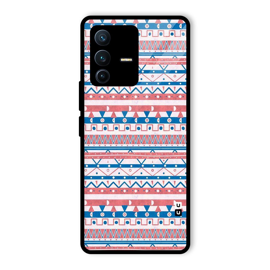 Seamless Ethnic Pattern Glass Back Case for Vivo V23 Pro