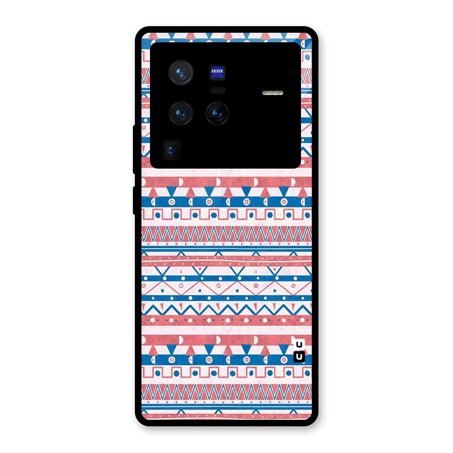 Seamless Ethnic Pattern Glass Back Case for Vivo X80 Pro
