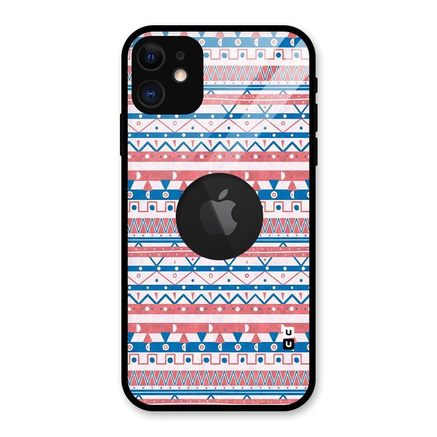 Seamless Ethnic Pattern Glass Back Case for iPhone 11 Logo Cut