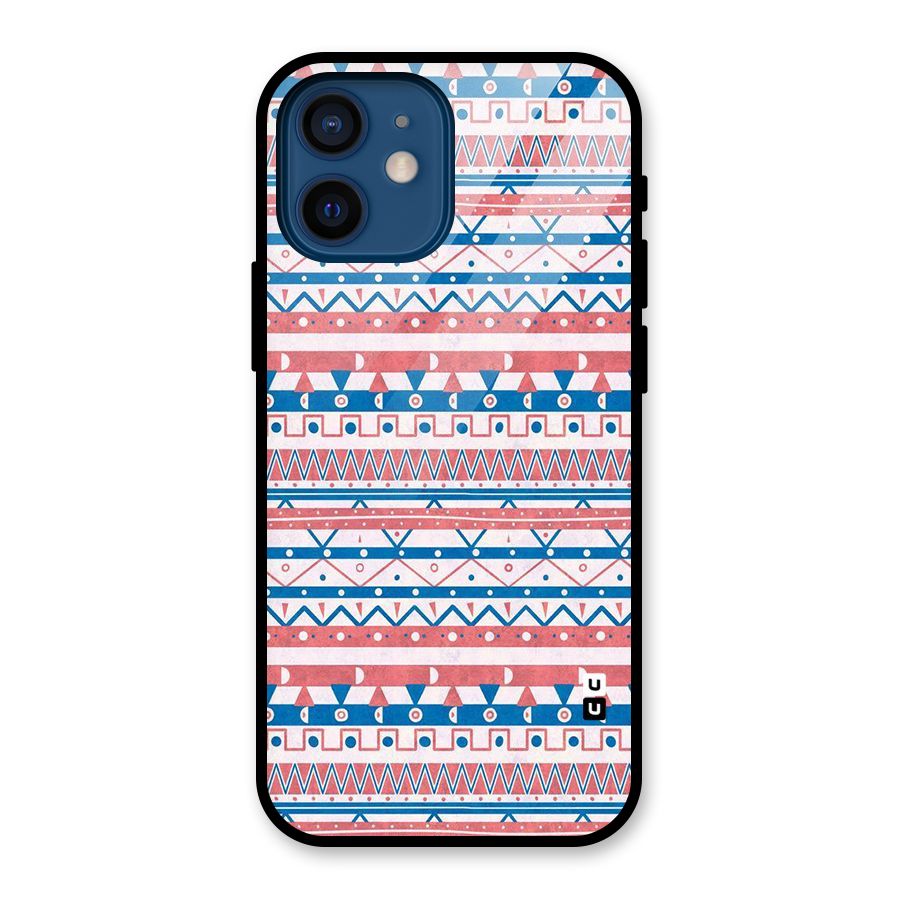 Seamless Ethnic Pattern Glass Back Case for iPhone 12 Mini