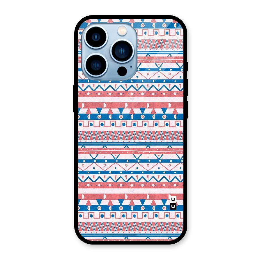 Seamless Ethnic Pattern Glass Back Case for iPhone 13 Pro