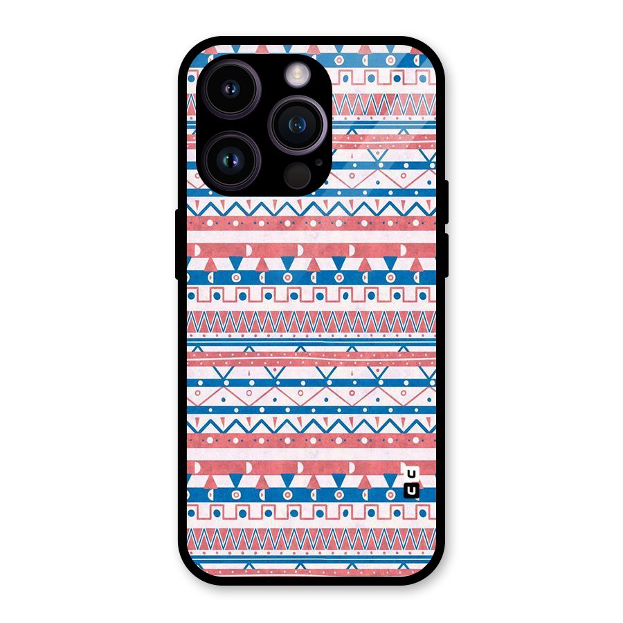 Seamless Ethnic Pattern Glass Back Case for iPhone 14 Pro