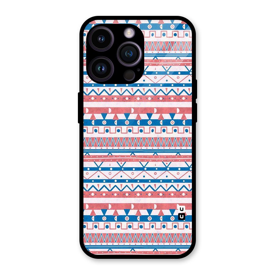 Seamless Ethnic Pattern Glass Back Case for iPhone 14 Pro Max