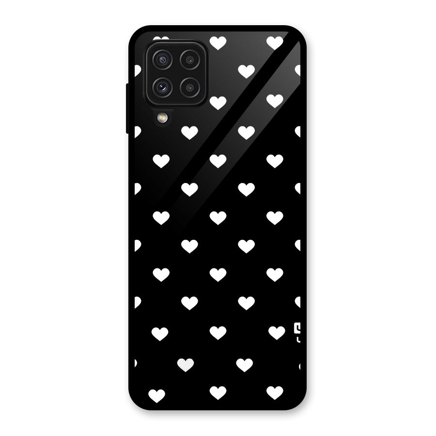 Seamless Hearts Pattern Glass Back Case for Galaxy A22 4G