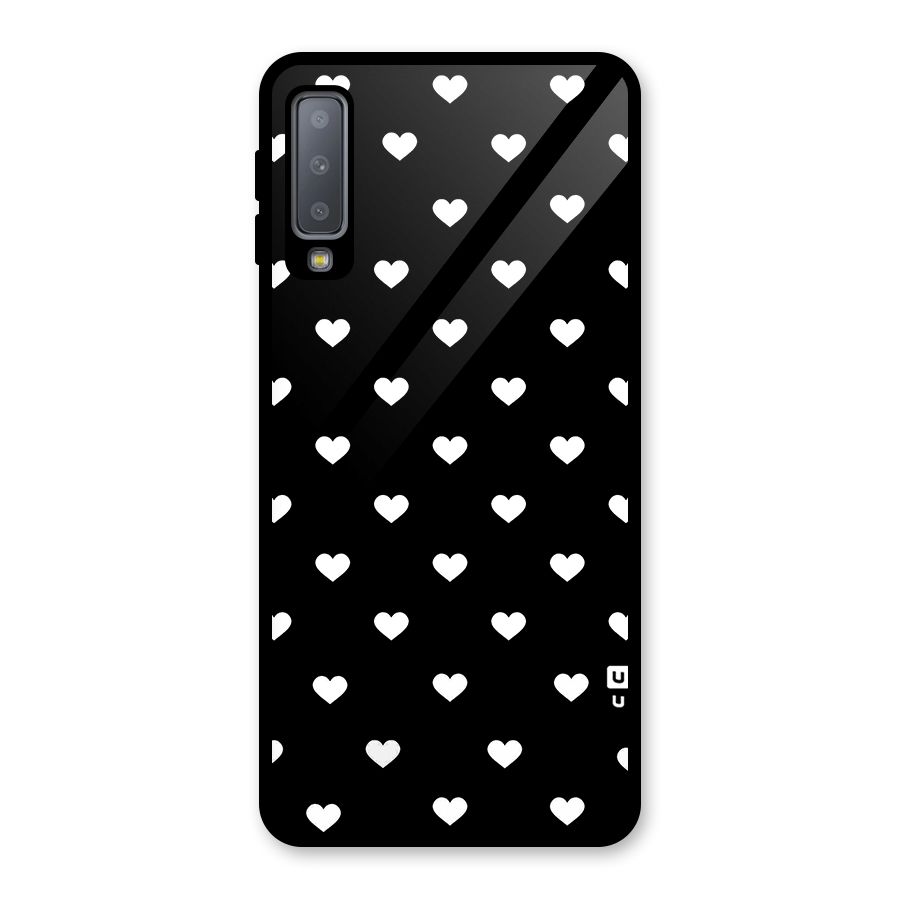 Seamless Hearts Pattern Glass Back Case for Galaxy A7 (2018)