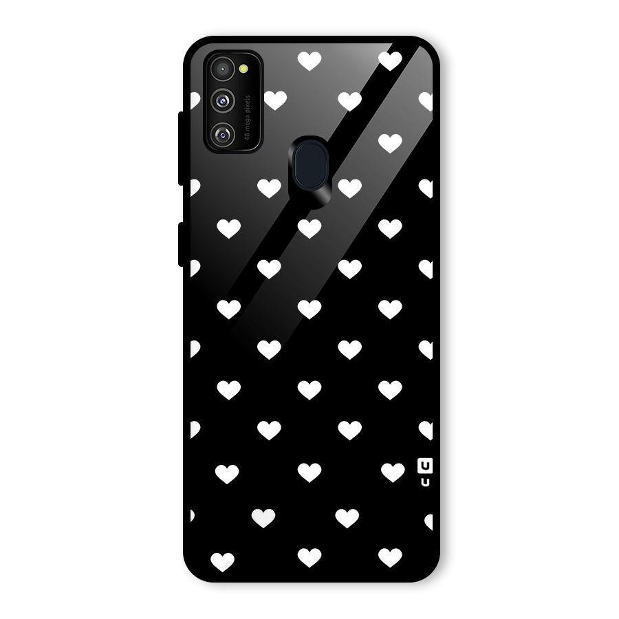 Seamless Hearts Pattern Glass Back Case for Galaxy M30s