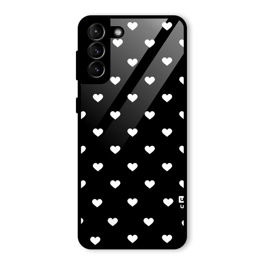 Seamless Hearts Pattern Glass Back Case for Galaxy S21 Plus