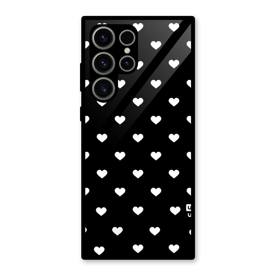 Seamless Hearts Pattern Glass Back Case for Galaxy S23 Ultra
