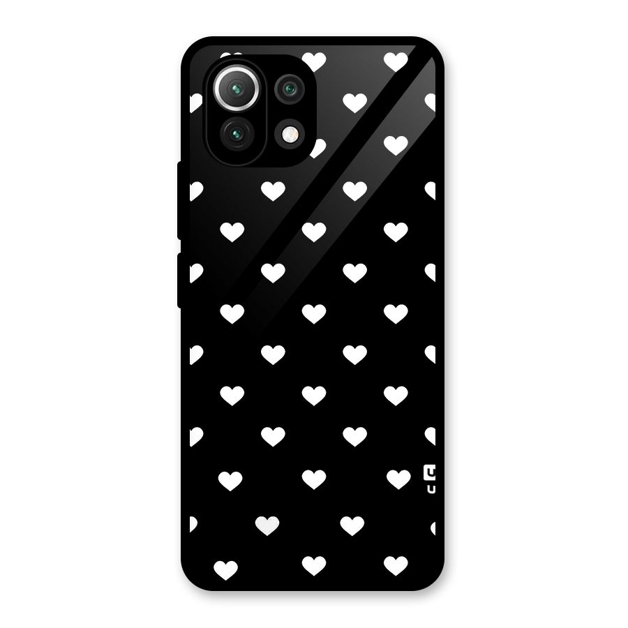Seamless Hearts Pattern Glass Back Case for Mi 11 Lite NE 5G