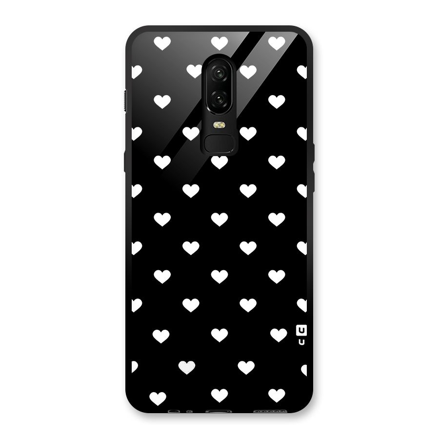 Seamless Hearts Pattern Glass Back Case for OnePlus 6
