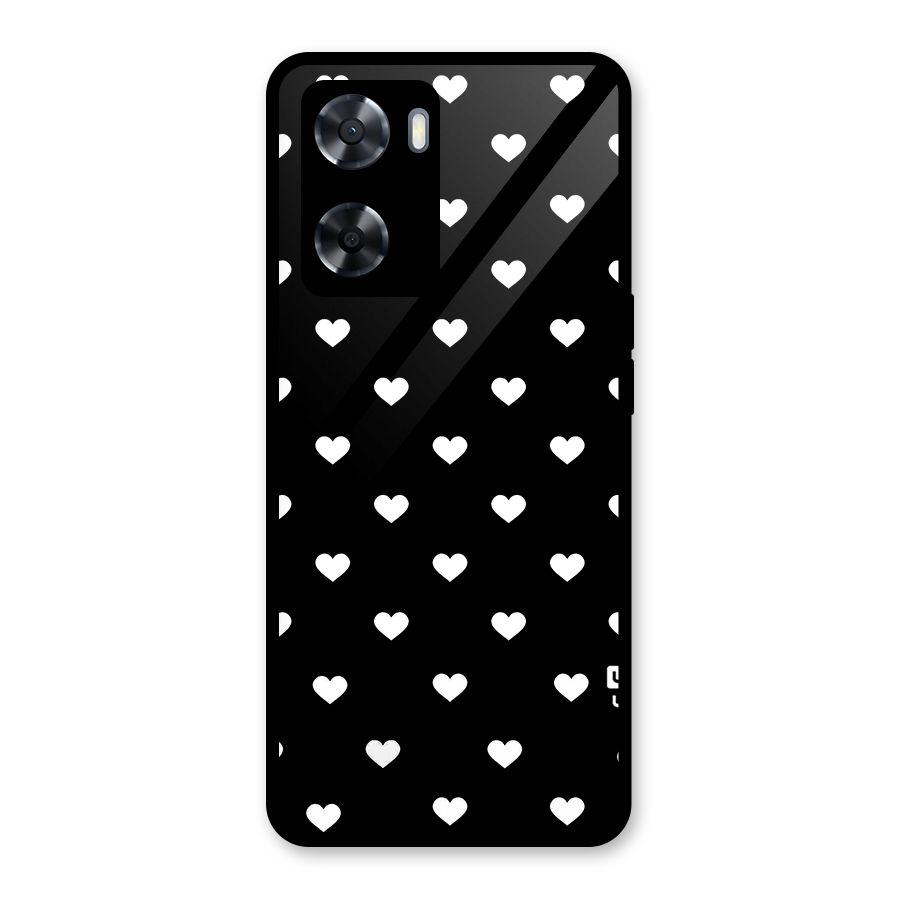 Seamless Hearts Pattern Glass Back Case for Oppo A57 2022