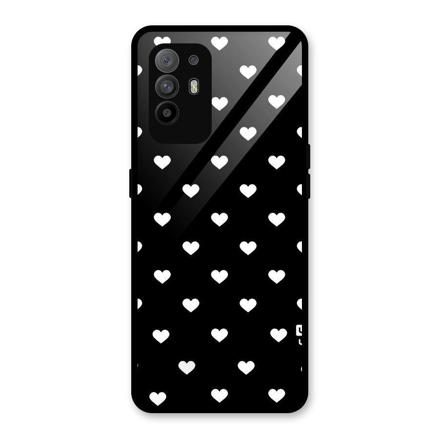 Seamless Hearts Pattern Glass Back Case for Oppo F19 Pro Plus 5G