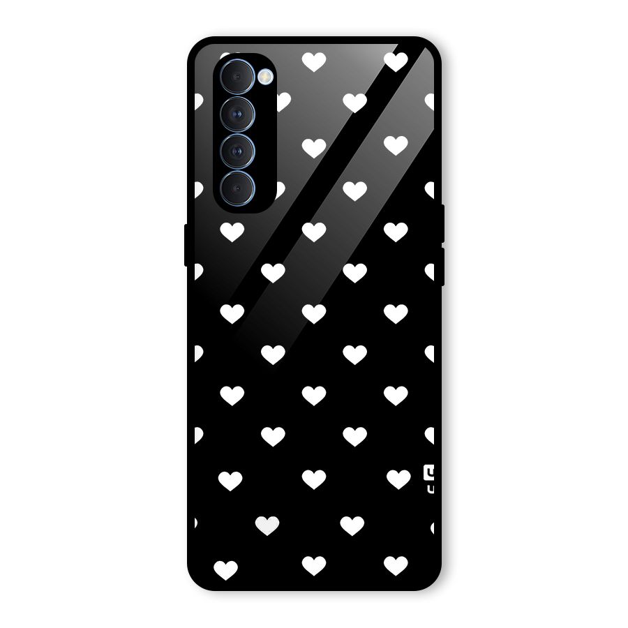 Seamless Hearts Pattern Glass Back Case for Oppo Reno4 Pro