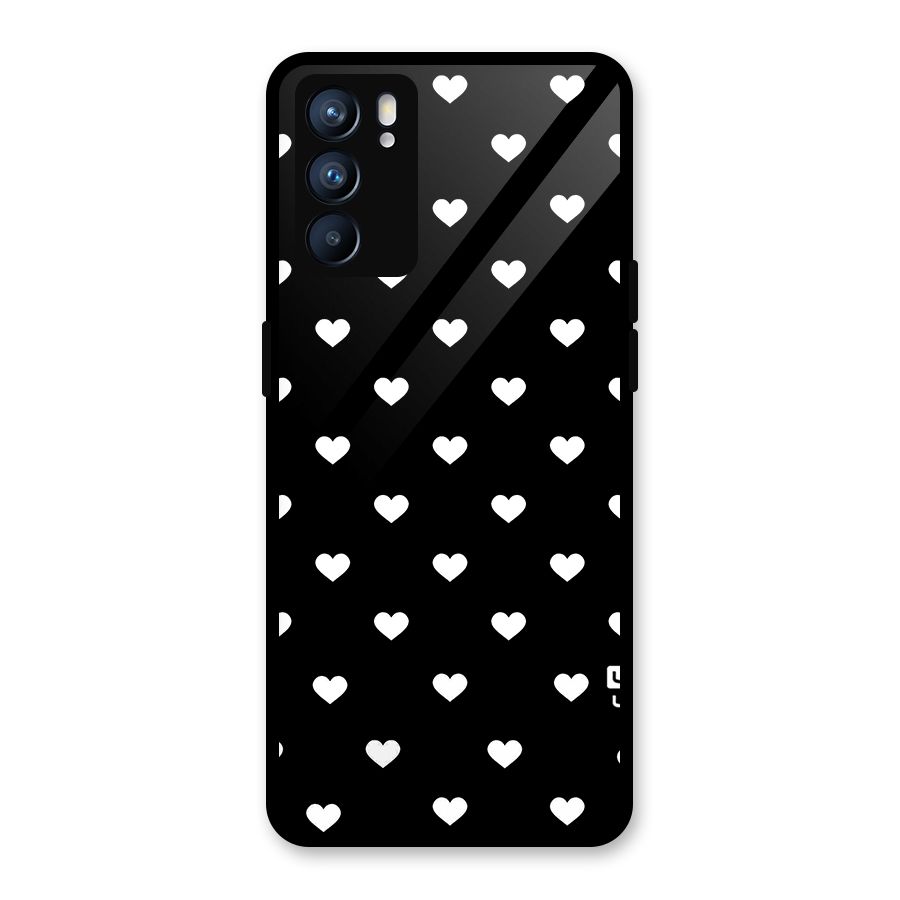 Seamless Hearts Pattern Glass Back Case for Oppo Reno6 5G
