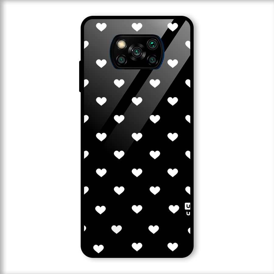 Seamless Hearts Pattern Glass Back Case for Poco X3