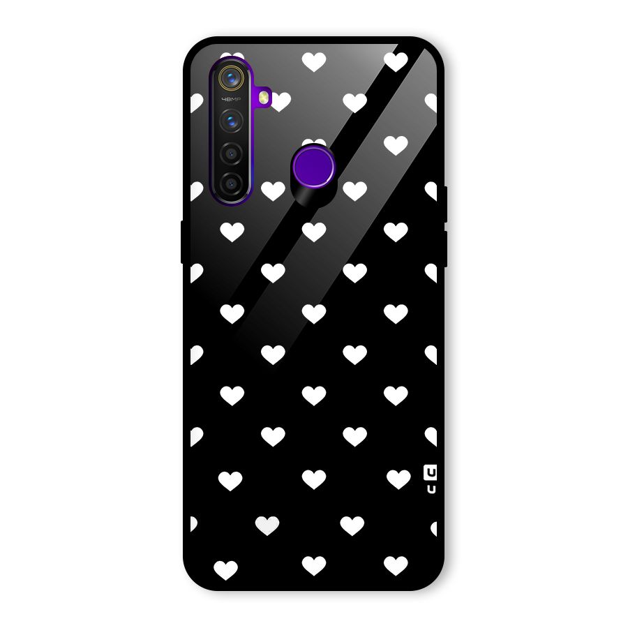 Seamless Hearts Pattern Glass Back Case for Realme 5 Pro