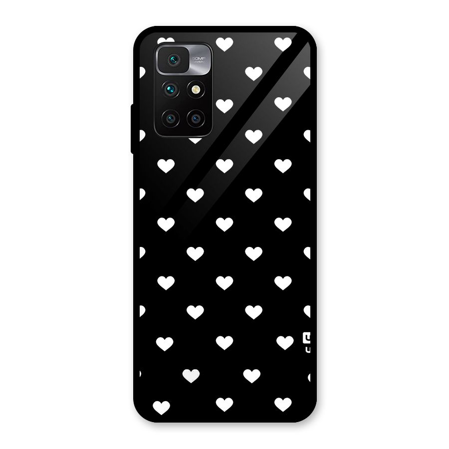 Seamless Hearts Pattern Glass Back Case for Redmi 10 Prime