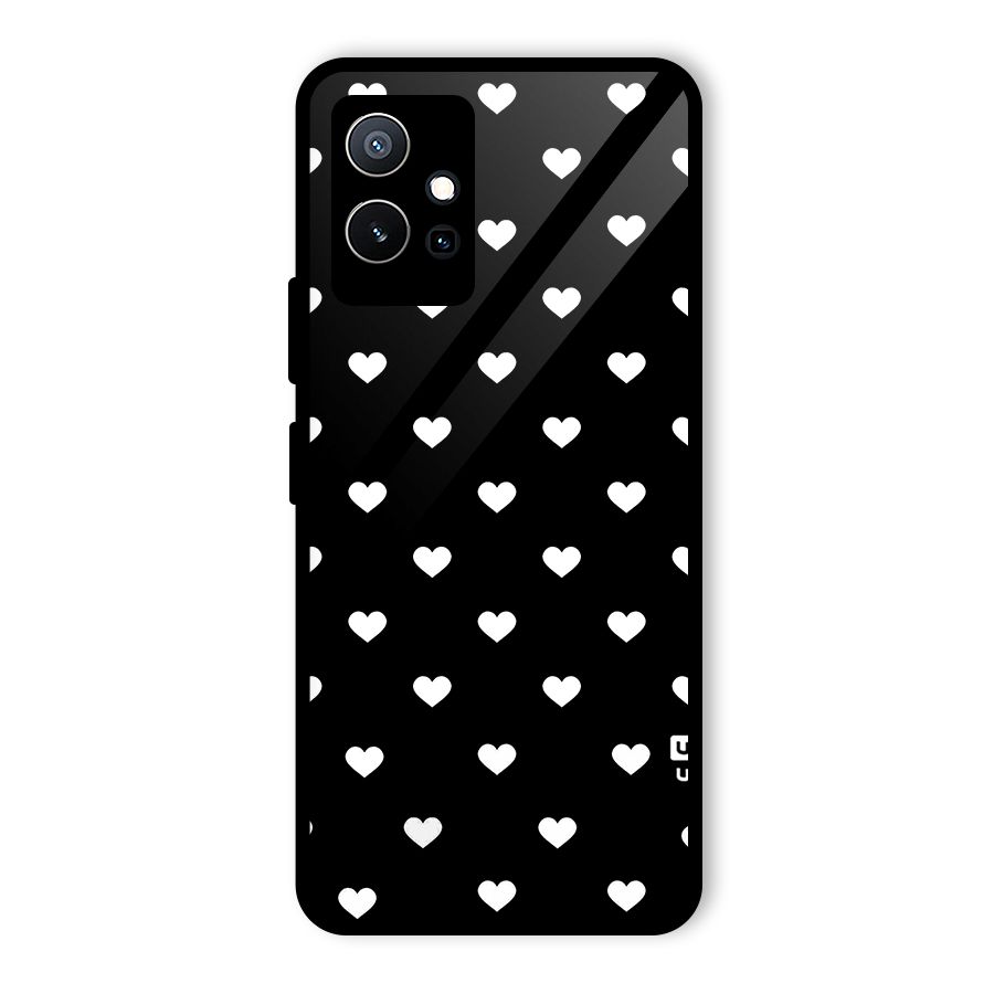 Seamless Hearts Pattern Glass Back Case for Vivo T1 5G