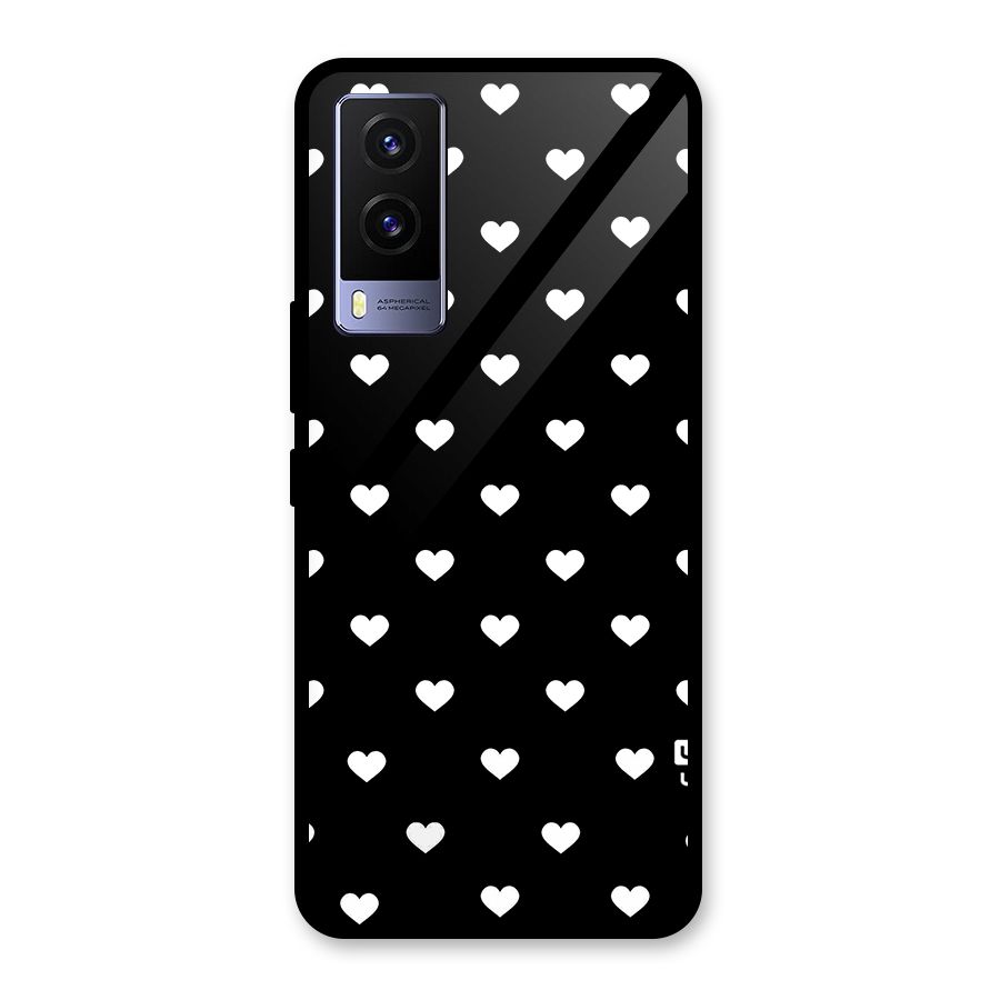 Seamless Hearts Pattern Glass Back Case for Vivo V21e 5G