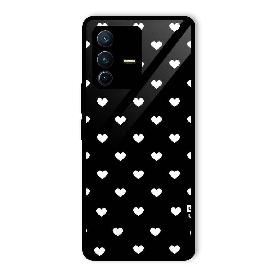 Seamless Hearts Pattern Glass Back Case for Vivo V23 Pro