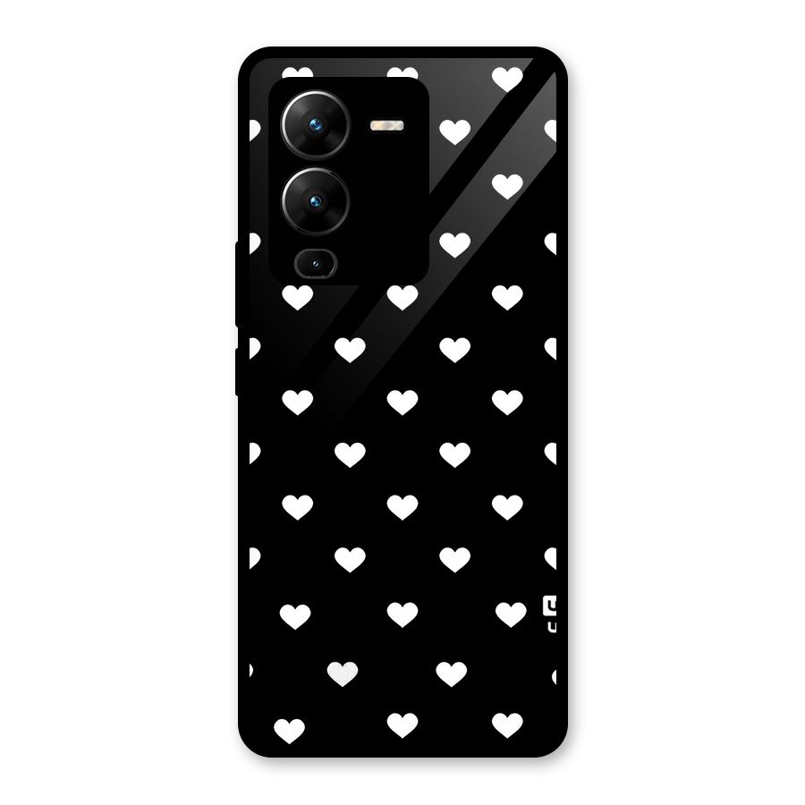 Seamless Hearts Pattern Glass Back Case for Vivo V25 Pro