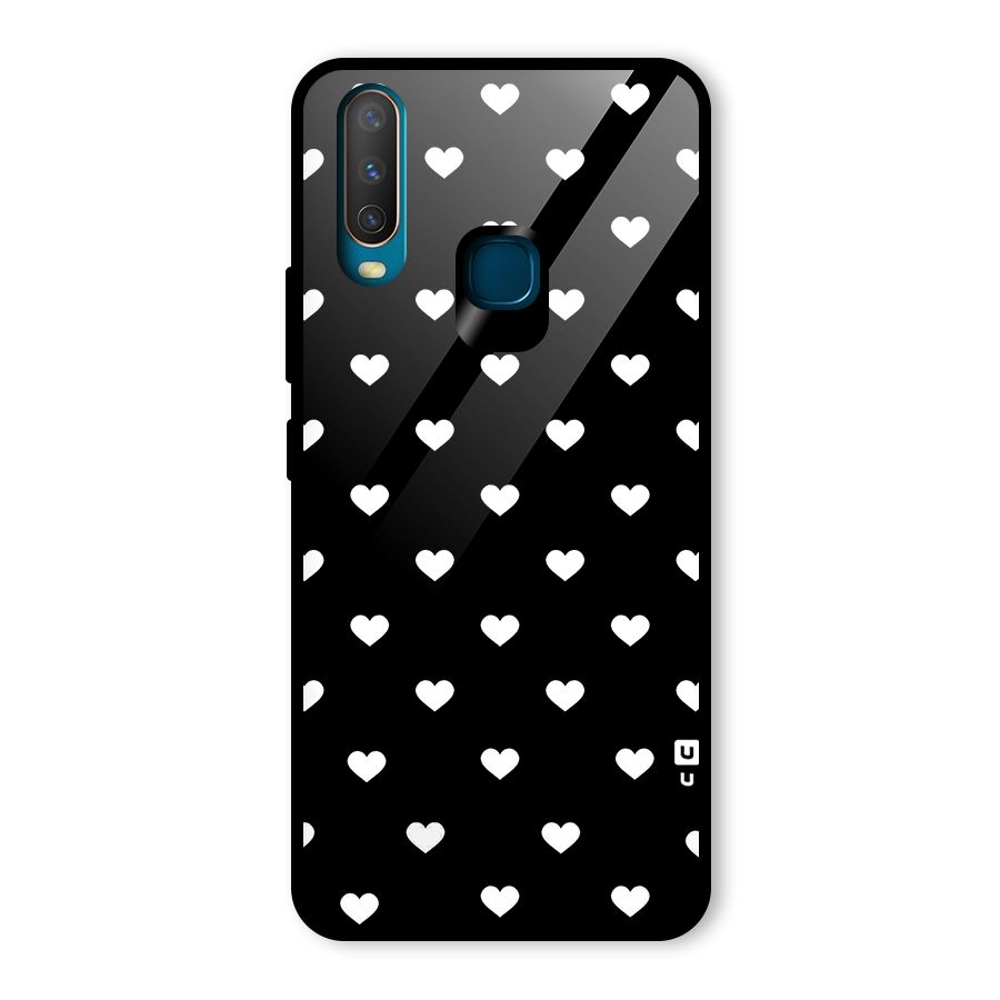 Seamless Hearts Pattern Glass Back Case for Vivo Y12