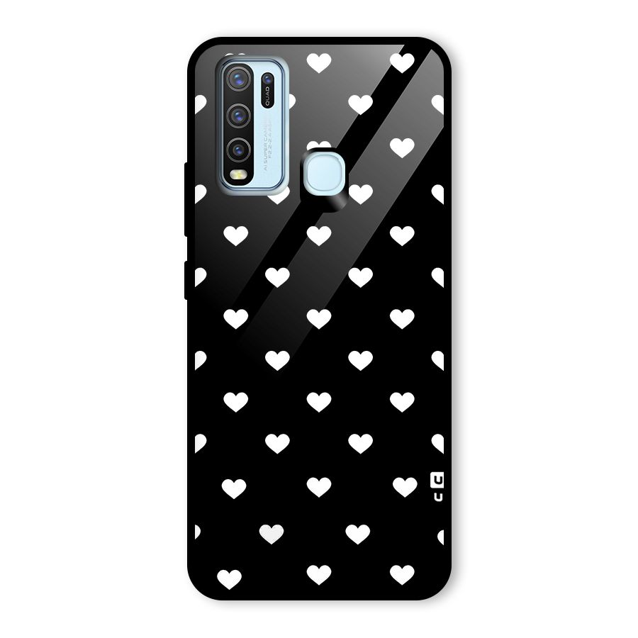 Seamless Hearts Pattern Glass Back Case for Vivo Y30