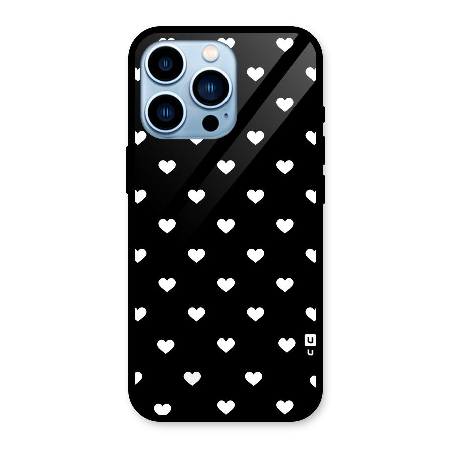 Seamless Hearts Pattern Glass Back Case for iPhone 13 Pro