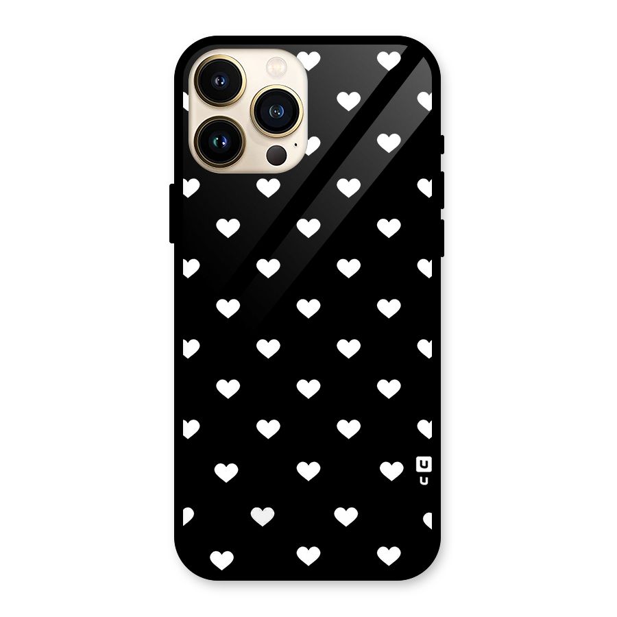 Seamless Hearts Pattern Glass Back Case for iPhone 13 Pro Max