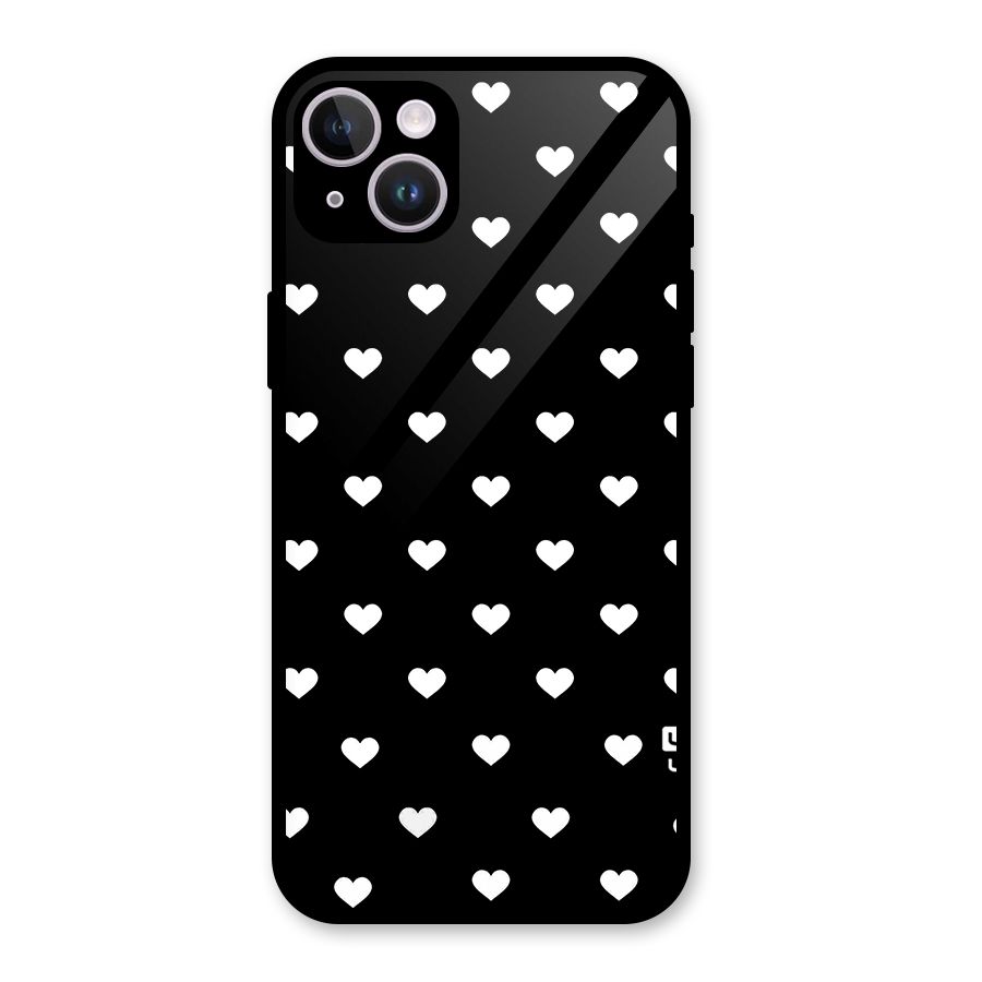 Seamless Hearts Pattern Glass Back Case for iPhone 14 Plus