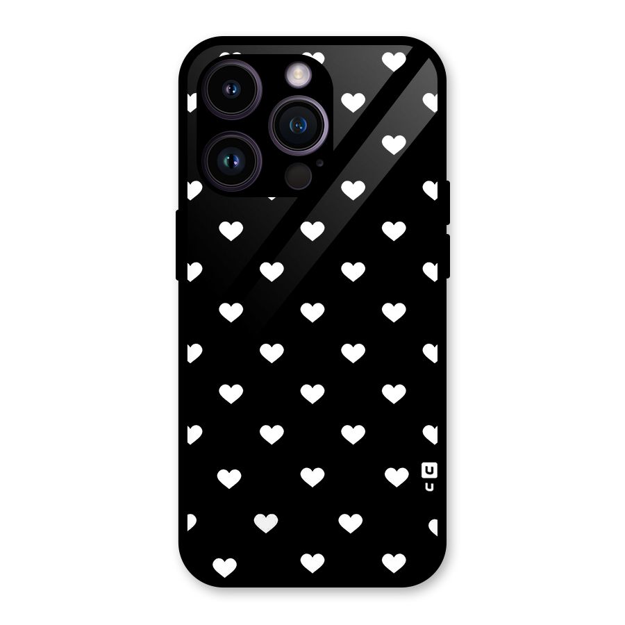 Seamless Hearts Pattern Glass Back Case for iPhone 14 Pro