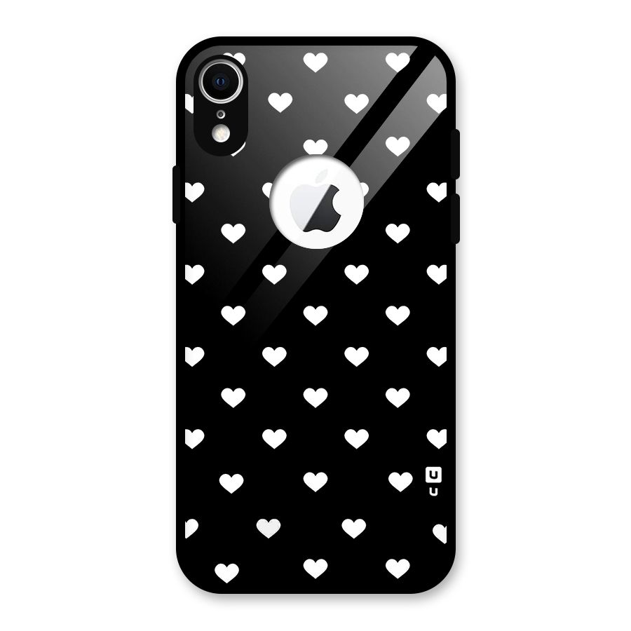 Seamless Hearts Pattern Glass Back Case for iPhone XR Logo Cut