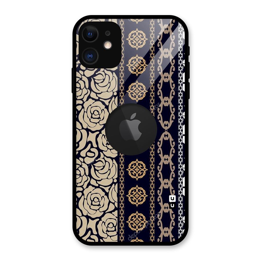 Seamless Pattern Glass Back Case for iPhone 11 Logo Cut