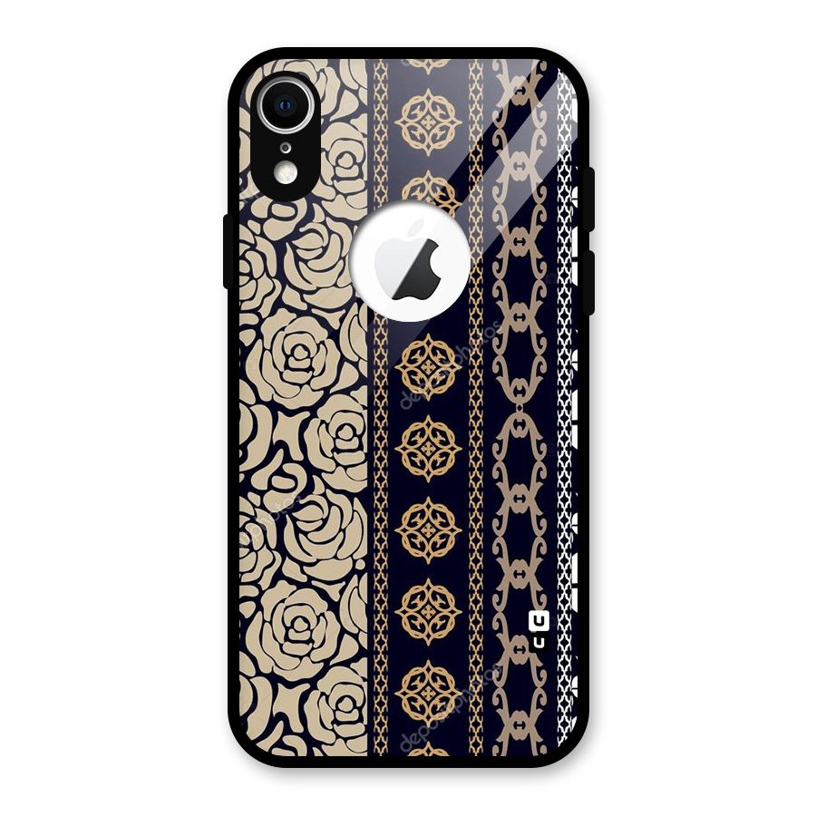 Seamless Pattern Glass Back Case for iPhone XR Logo Cut