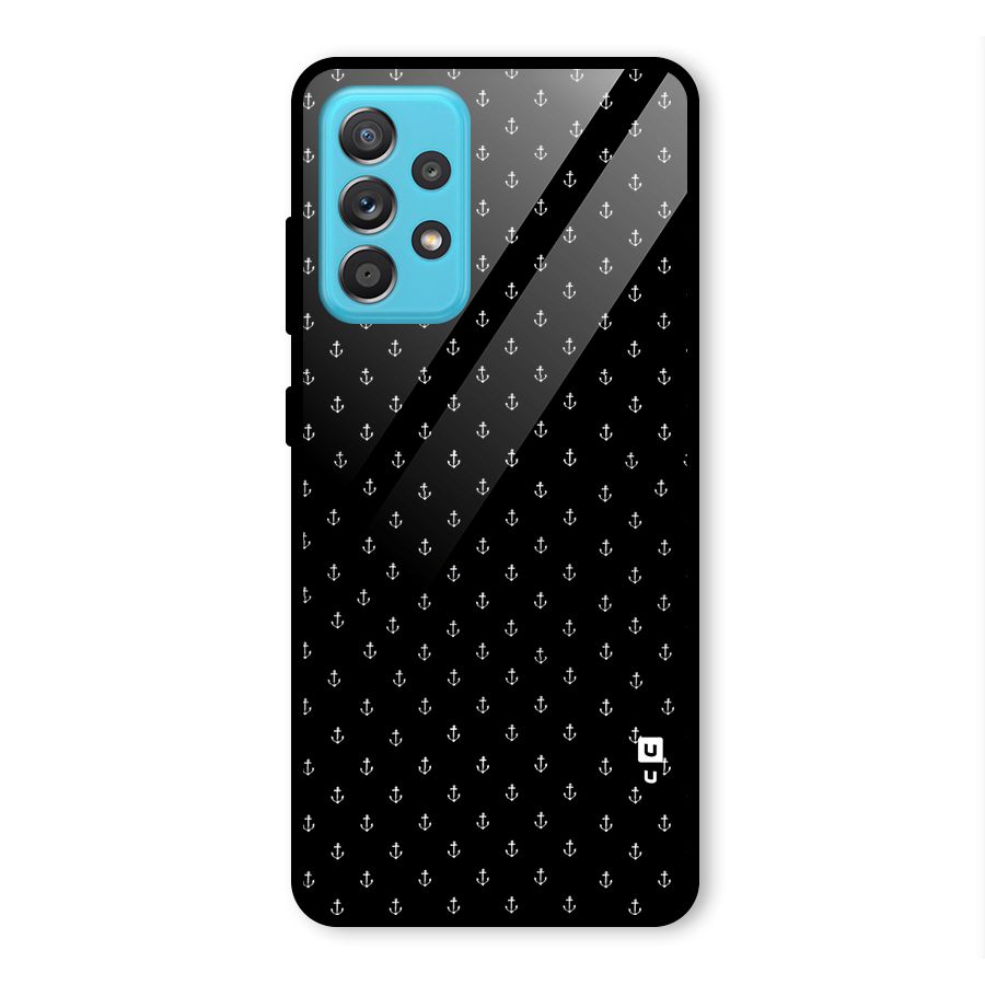 Seamless Small Anchors Pattern Glass Back Case for Galaxy A52s 5G