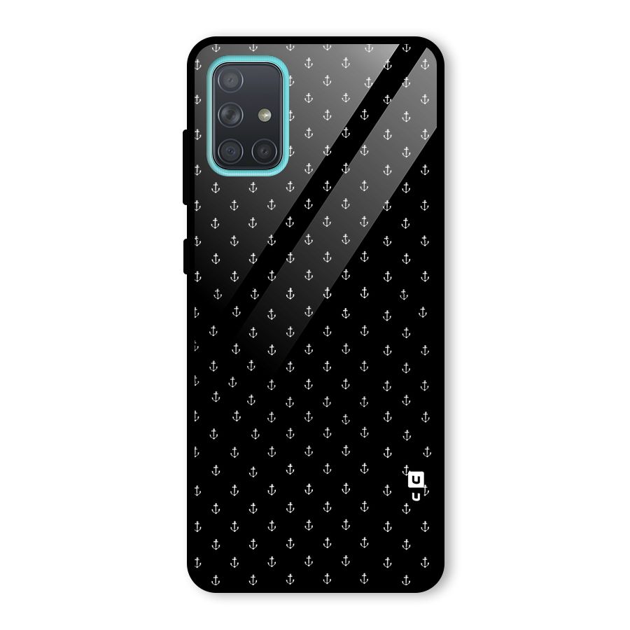 Seamless Small Anchors Pattern Glass Back Case for Galaxy A71