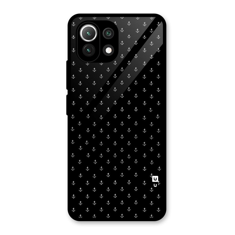 Seamless Small Anchors Pattern Glass Back Case for Mi 11 Lite NE 5G
