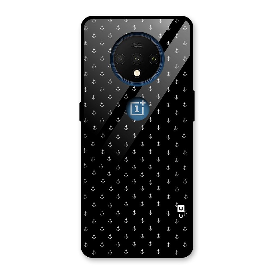 Seamless Small Anchors Pattern Glass Back Case for OnePlus 7T