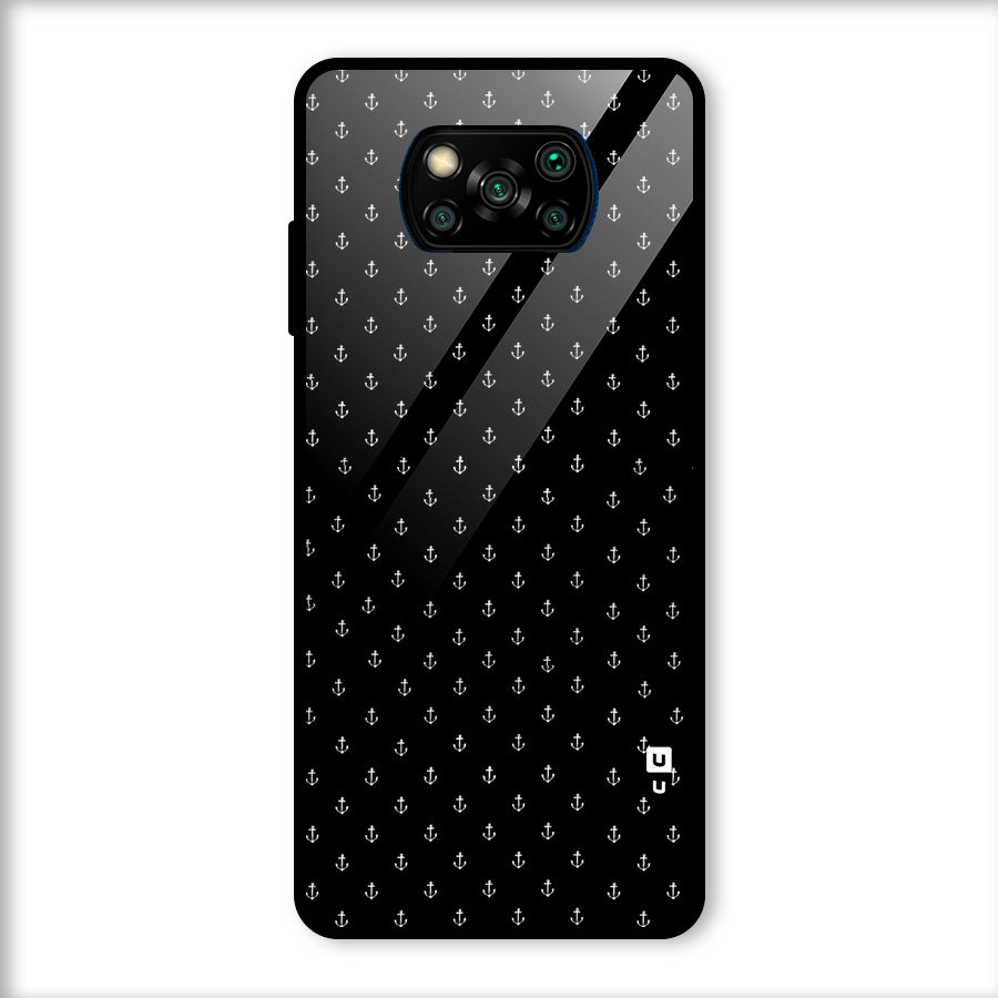 Seamless Small Anchors Pattern Glass Back Case for Poco X3