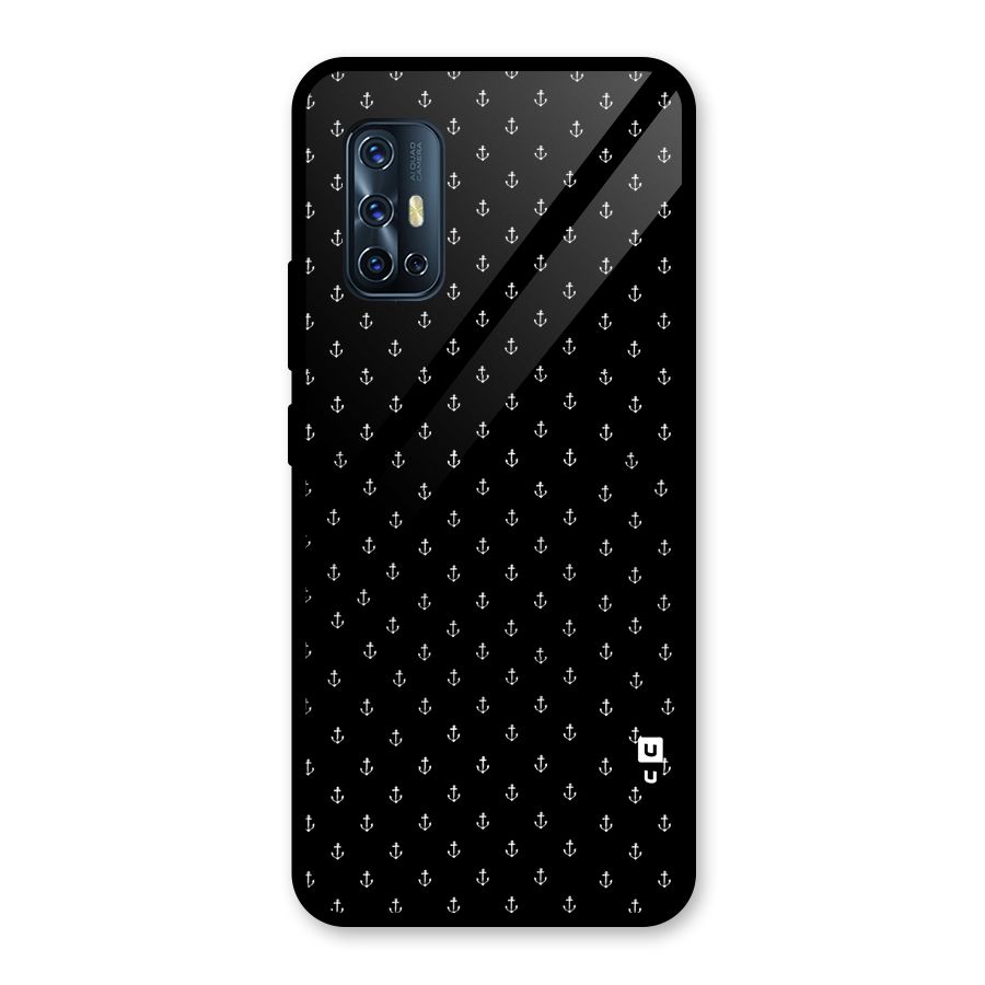 Seamless Small Anchors Pattern Glass Back Case for Vivo V17