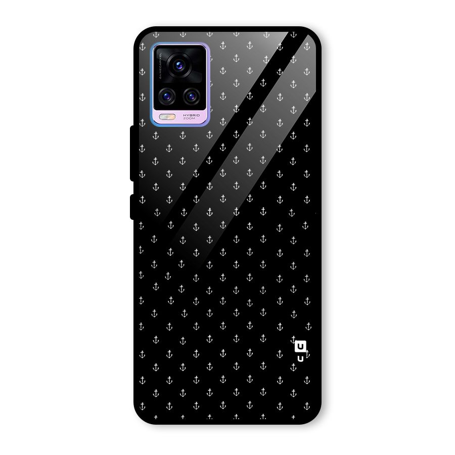 Seamless Small Anchors Pattern Glass Back Case for Vivo V20 Pro