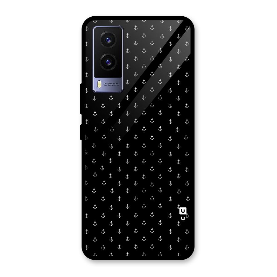 Seamless Small Anchors Pattern Glass Back Case for Vivo V21e 5G