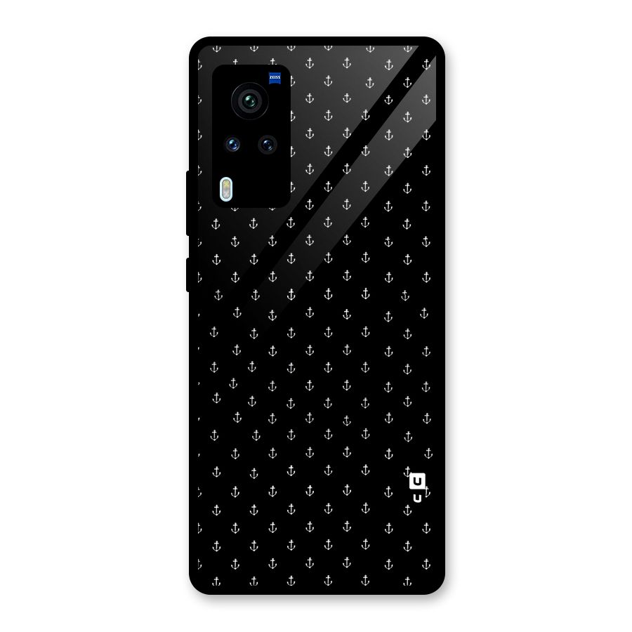 Seamless Small Anchors Pattern Glass Back Case for Vivo X60 Pro
